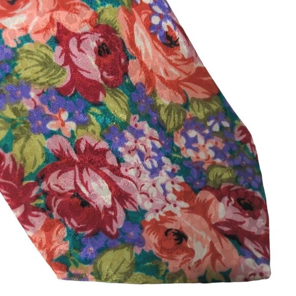 Camden Court Floral Flowers Roses Multicolor Novelty Necktie - Picture 3 of 6